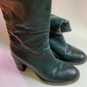 Pakros Dark Teal Leather High Heeled Cowboy Boots
